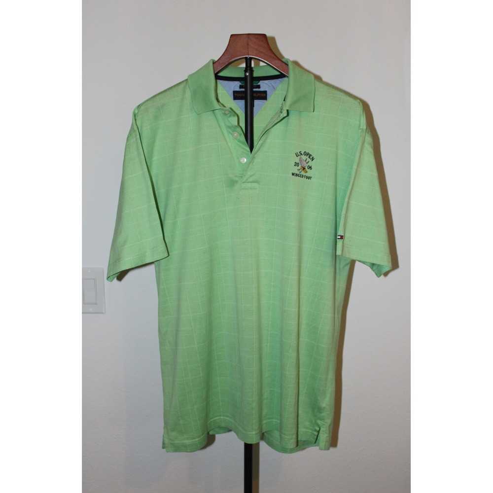 VTG Tommy Hilfiger Green 2006 US Open Winged Foot Men's Polo Shirt Size Medium